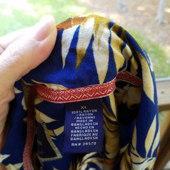 -Caribbean Joe Blue Aloha Print Hawaiian Shirt XL - Picture 7 of 8